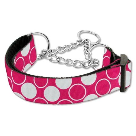 UNCONDITIONAL LOVE Diagonal Dots Nylon Collar Martingale Bright Pink Large UN787839